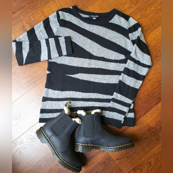 Forever 21 Sweaters - 𝅺BLACK and Grey Zebra Stripe Knit Sweater by Forever 21